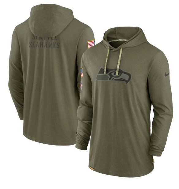Men's Seattle Seahawks 2022 Olive Salute to Service Tonal Pullover Hoodie Men's Seattle Seahawks 2022 Olive Salute to Service Tonal Pullover Hoodie